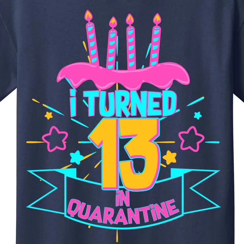 13th Birthday I Turned 13 In Quarantine Pink Frosting Kids T-Shirt