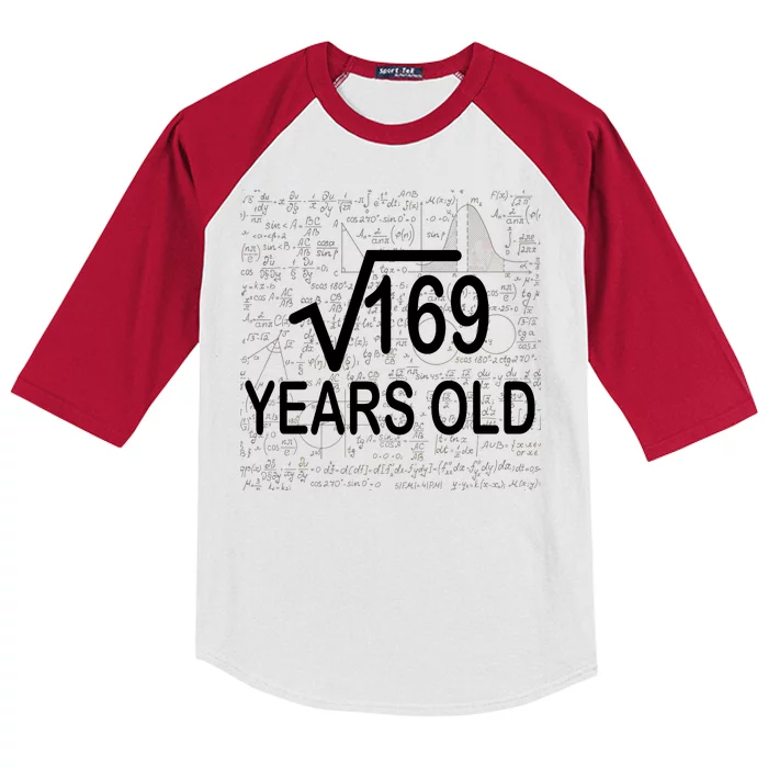 13th Birthday Square Root 169 Math Kids Colorblock Raglan Jersey