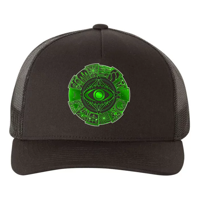 15 Fears Wheel Evil Green Eye Yupoong Adult 5-Panel Trucker Hat