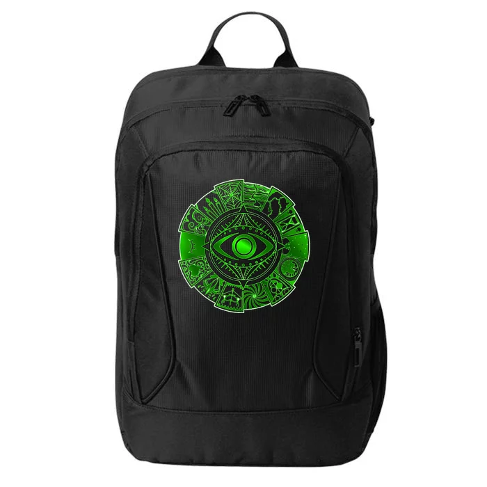 15 Fears Wheel Evil Green Eye City Backpack