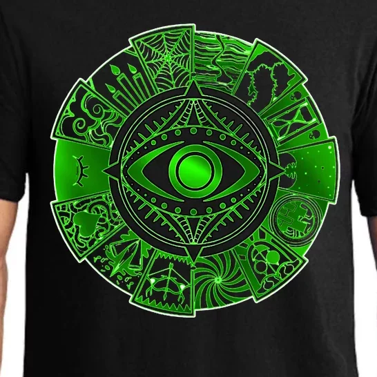 15 Fears Wheel Evil Green Eye Pajama Set