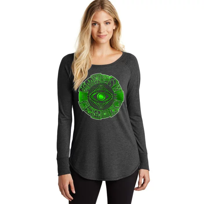 15 Fears Wheel Evil Green Eye Women's Perfect Tri Tunic Long Sleeve Shirt