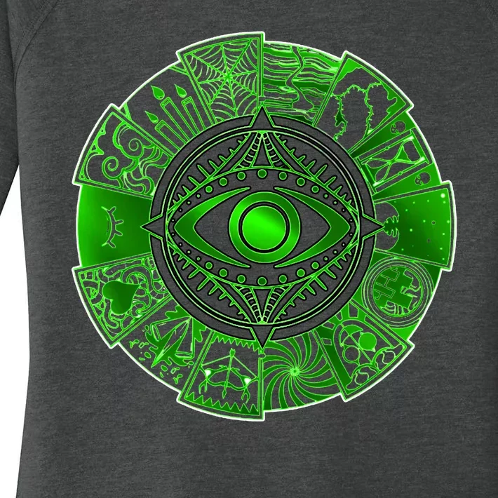 15 Fears Wheel Evil Green Eye Women's Perfect Tri Tunic Long Sleeve Shirt