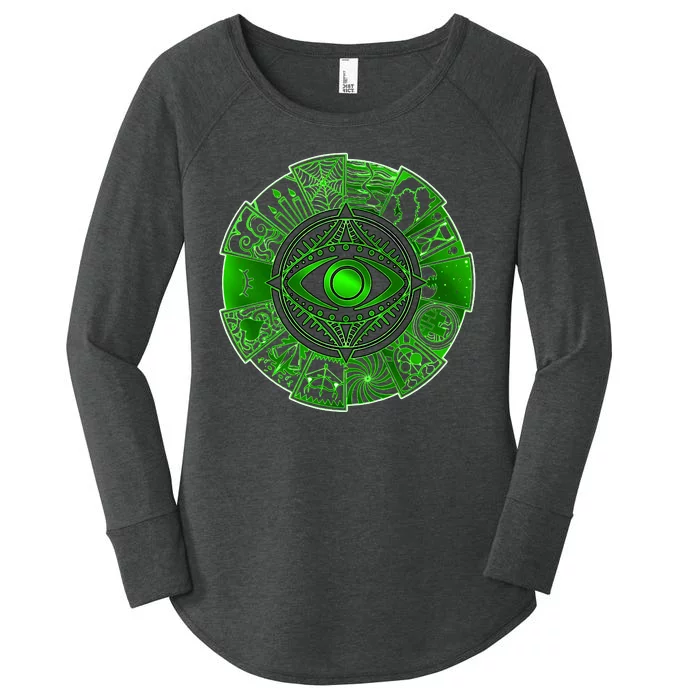 15 Fears Wheel Evil Green Eye Women's Perfect Tri Tunic Long Sleeve Shirt