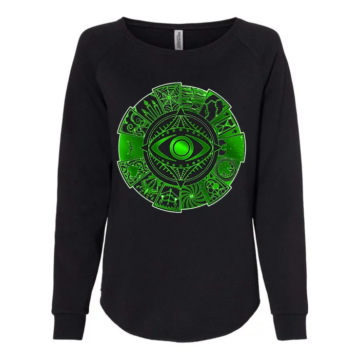 15 Fears Wheel Evil Green Eye Womens California Wash Sweatshirt