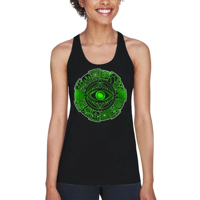 15 Fears Wheel Evil Green Eye Women's Racerback Tank