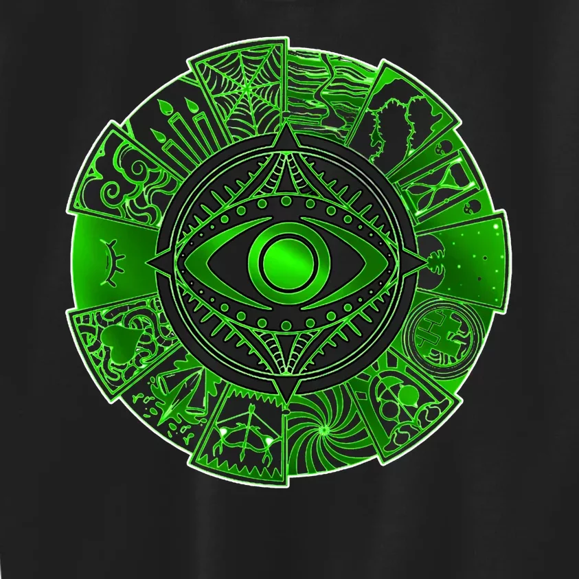 15 Fears Wheel Evil Green Eye Kids Sweatshirt