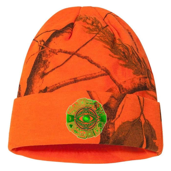 15 Fears Wheel Evil Green Eye Kati - 12in Camo Beanie