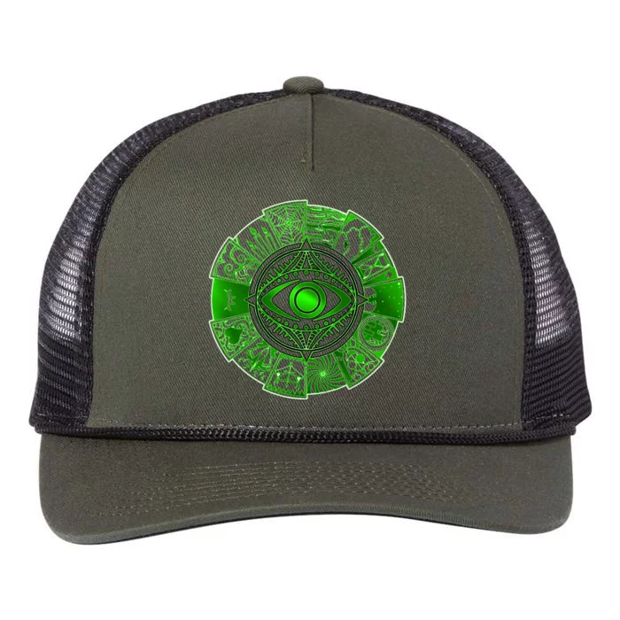 15 Fears Wheel Evil Green Eye Retro Rope Trucker Hat Cap