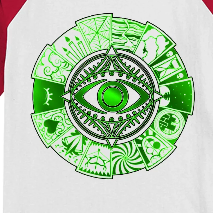 15 Fears Wheel Evil Green Eye Kids Colorblock Raglan Jersey