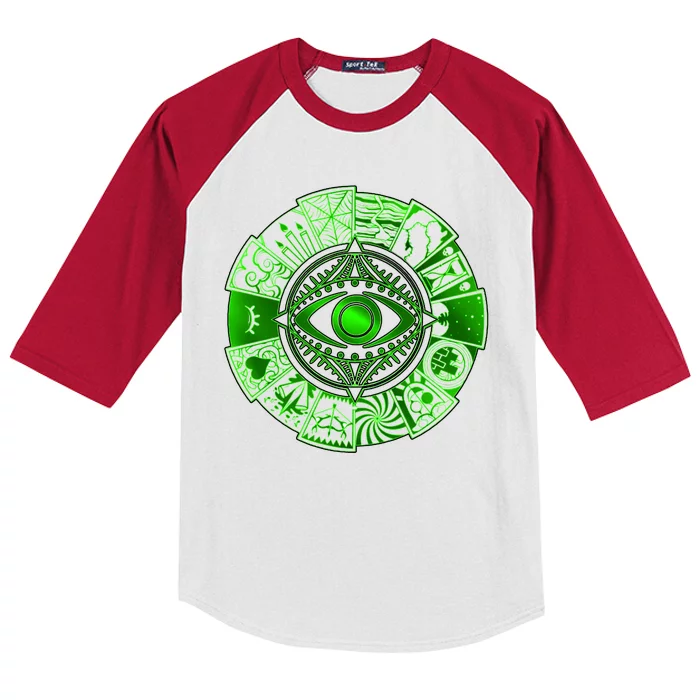 15 Fears Wheel Evil Green Eye Kids Colorblock Raglan Jersey