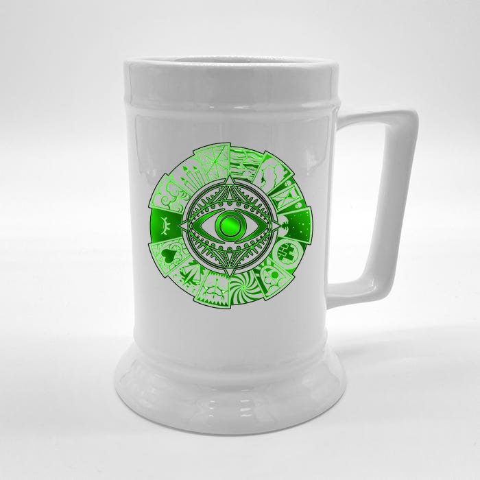 15 Fears Wheel Evil Green Eye Front & Back Beer Stein