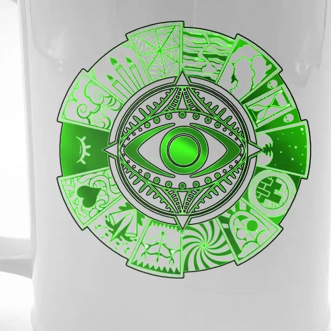 15 Fears Wheel Evil Green Eye Front & Back Beer Stein