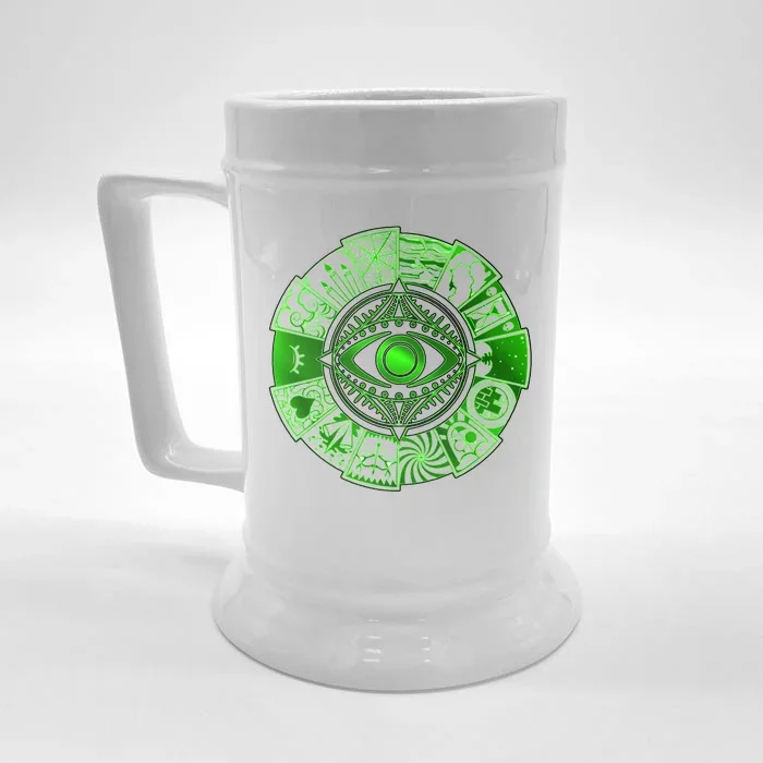 15 Fears Wheel Evil Green Eye Front & Back Beer Stein