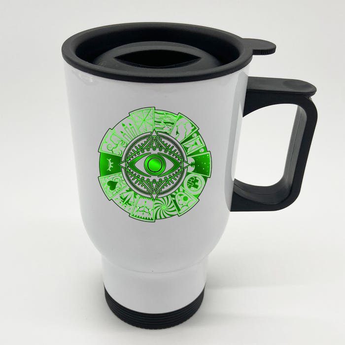 15 Fears Wheel Evil Green Eye Front & Back Stainless Steel Travel Mug