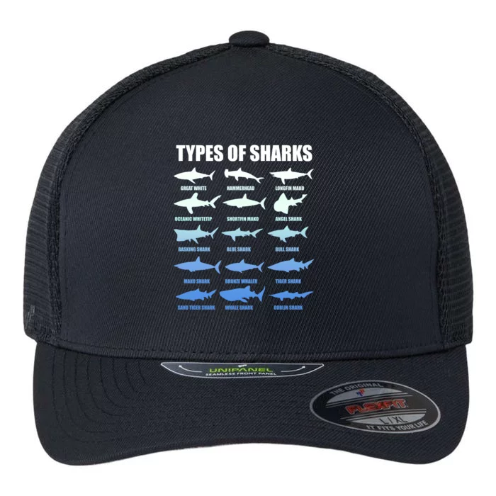 15 Types of Sharks Flexfit Unipanel Trucker Cap