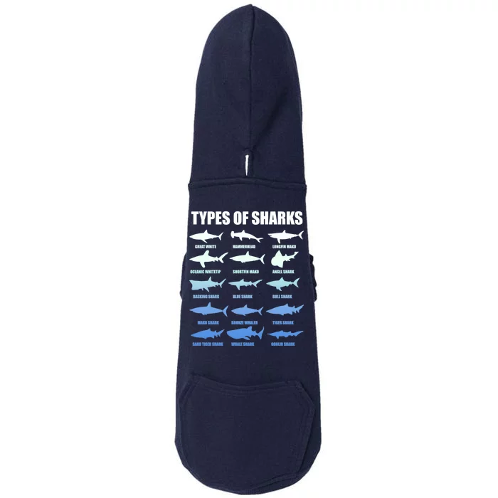 15 Types of Sharks Doggie 3-End Fleece Hoodie