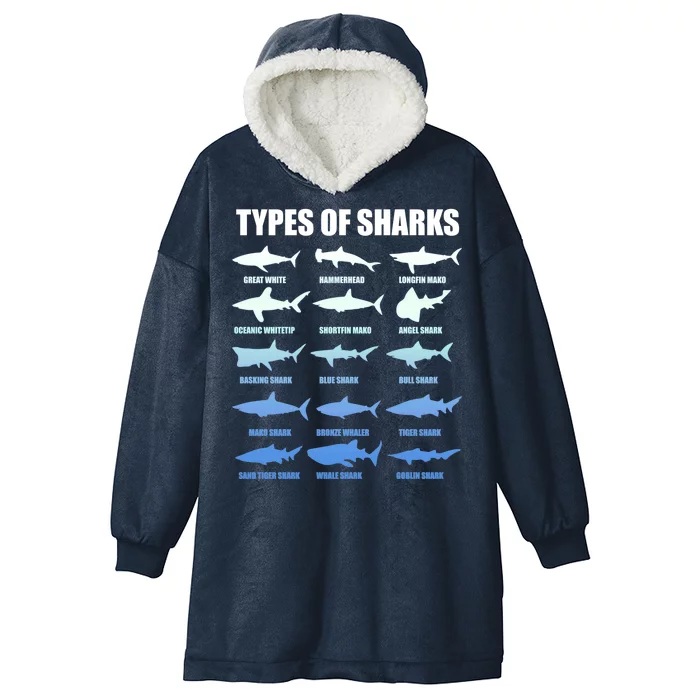 15 Types of Sharks Hooded Wearable Blanket