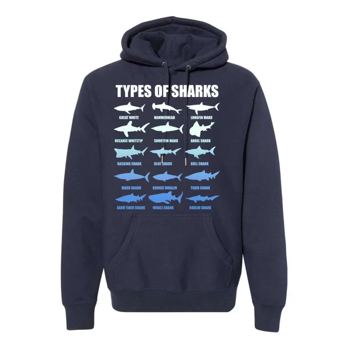 15 Types of Sharks Premium Hoodie