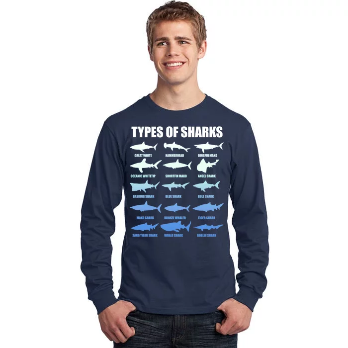 15 Types of Sharks Tall Long Sleeve T-Shirt