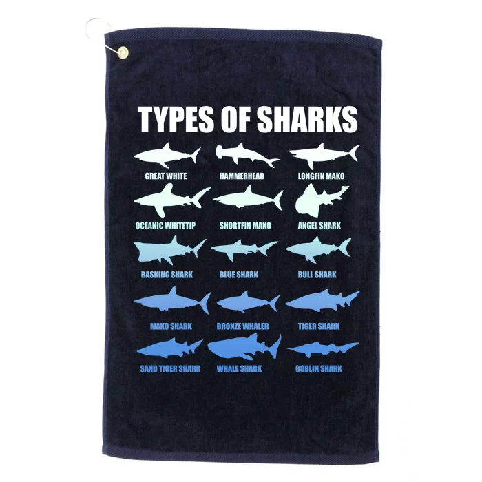 15 Types of Sharks Platinum Collection Golf Towel