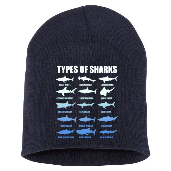 15 Types of Sharks Short Acrylic Beanie