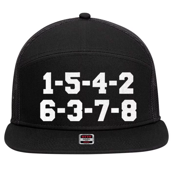 1 5 4 2 6 3 7 8 7 Panel Mesh Trucker Snapback Hat