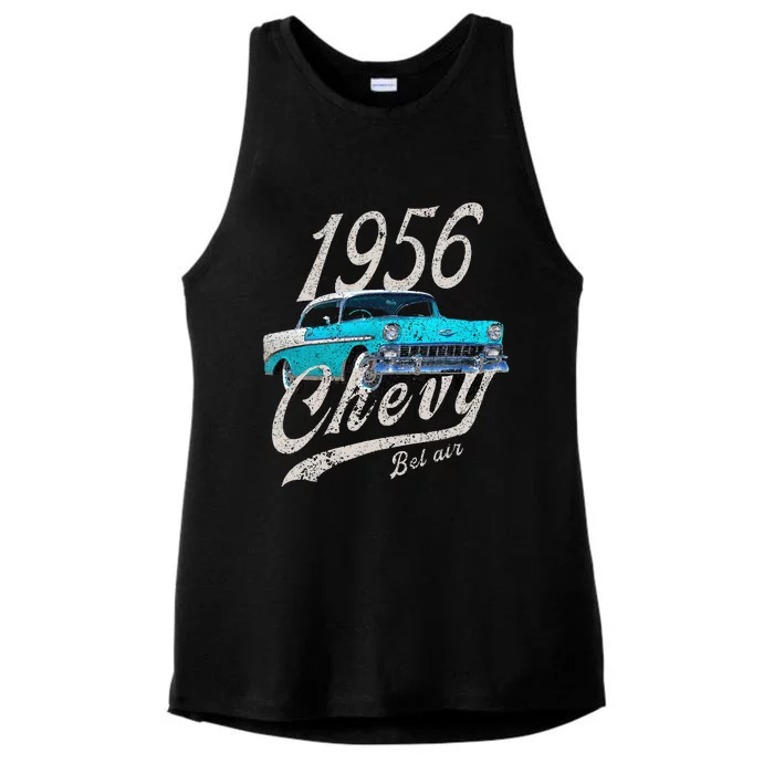 1956 56 90s Bel Air Blue Ladies Tri-Blend Wicking Tank