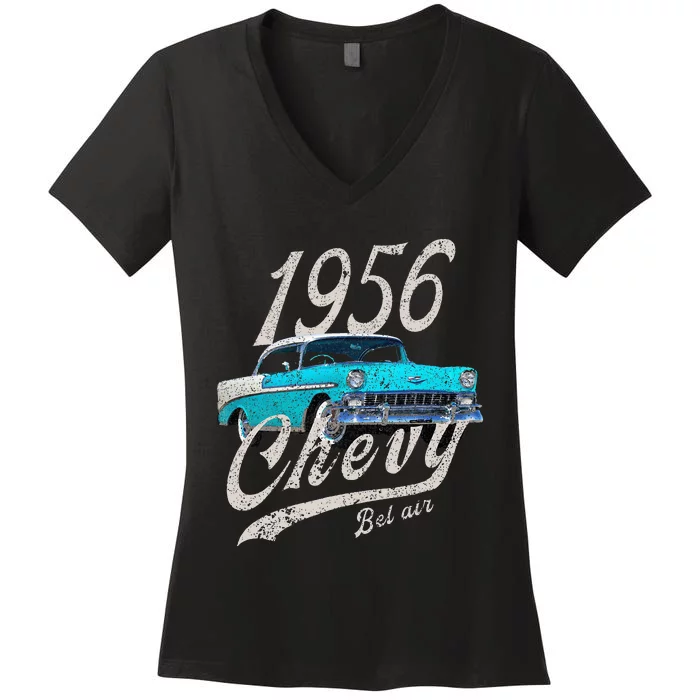 1956 56 90s Bel Air Blue Women's V-Neck T-Shirt