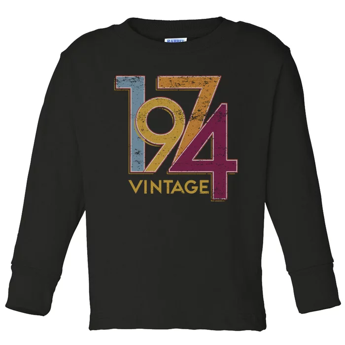 1974 50th Birthday Happy Birthday Vintage Toddler Long Sleeve Shirt