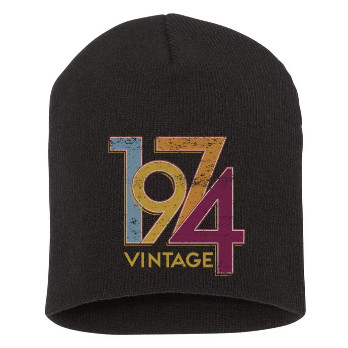 1974 50th Birthday Happy Birthday Vintage Short Acrylic Beanie