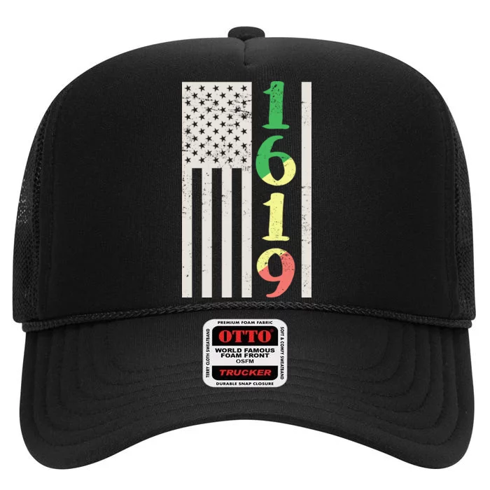 1619 Our Ancestors African American Pride Flag High Crown Mesh Trucker Hat