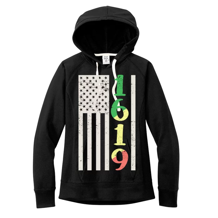 1619 Our Ancestors African American Pride Flag Women's Fleece Hoodie