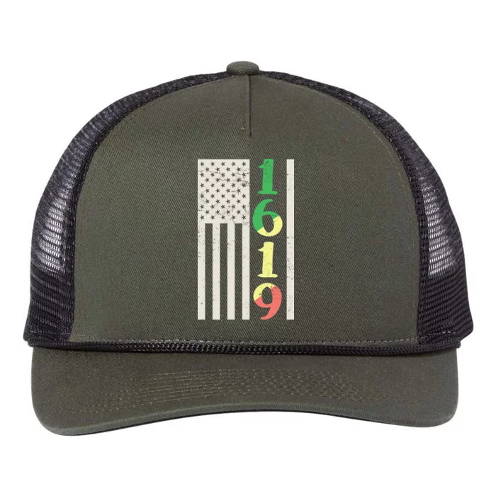 1619 Our Ancestors African American Pride Flag Retro Rope Trucker Hat Cap