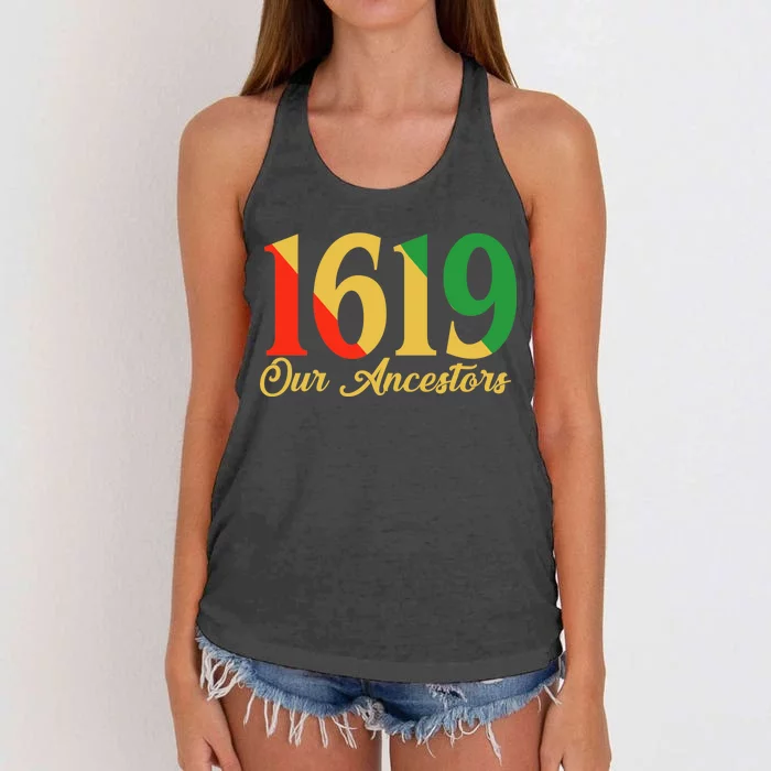 1619 Our Ancestors History Women's Knotted Racerback Tank