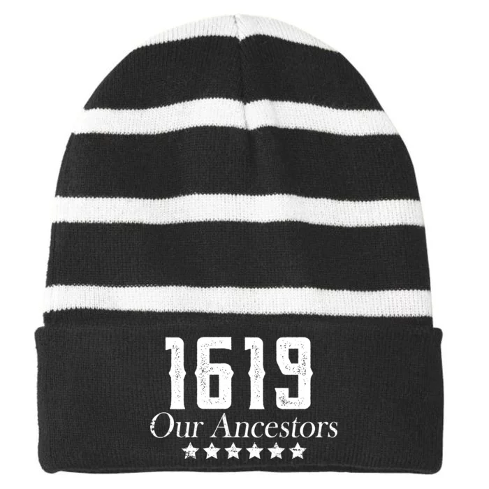 1619 Our Ancestors US Africa Past Striped Beanie with Solid Band