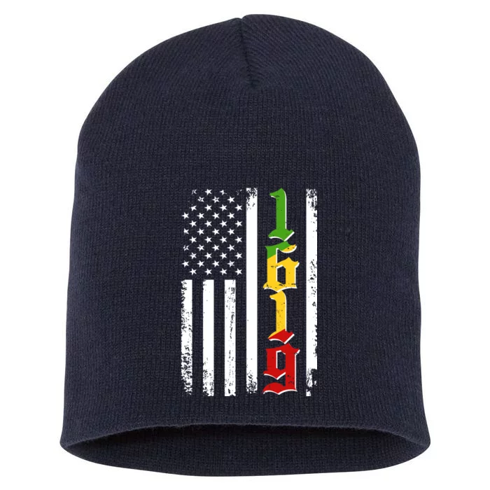 1619 US Flag African American Traditional Colors Short Acrylic Beanie