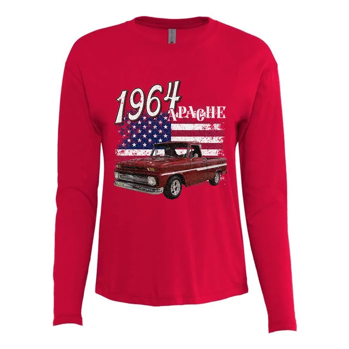 1964 64 Apache Stepside Womens Cotton Relaxed Long Sleeve T-Shirt