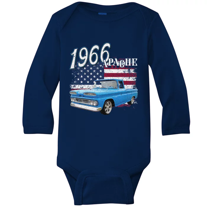 1966 66 Apache Stepside Baby Long Sleeve Bodysuit