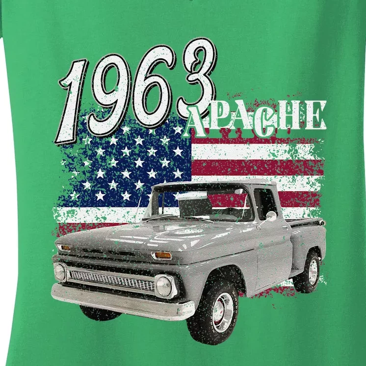 1963 63 Apache Stepside Women's V-Neck T-Shirt