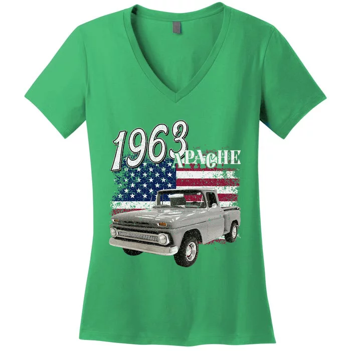 1963 63 Apache Stepside Women's V-Neck T-Shirt