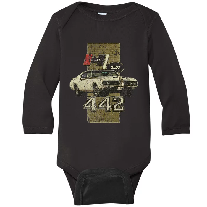 1969 69 Olds 442 Muscle Car Baby Long Sleeve Bodysuit