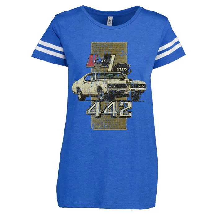 1969 69 Olds 442 Muscle Car Enza Ladies Jersey Football T-Shirt