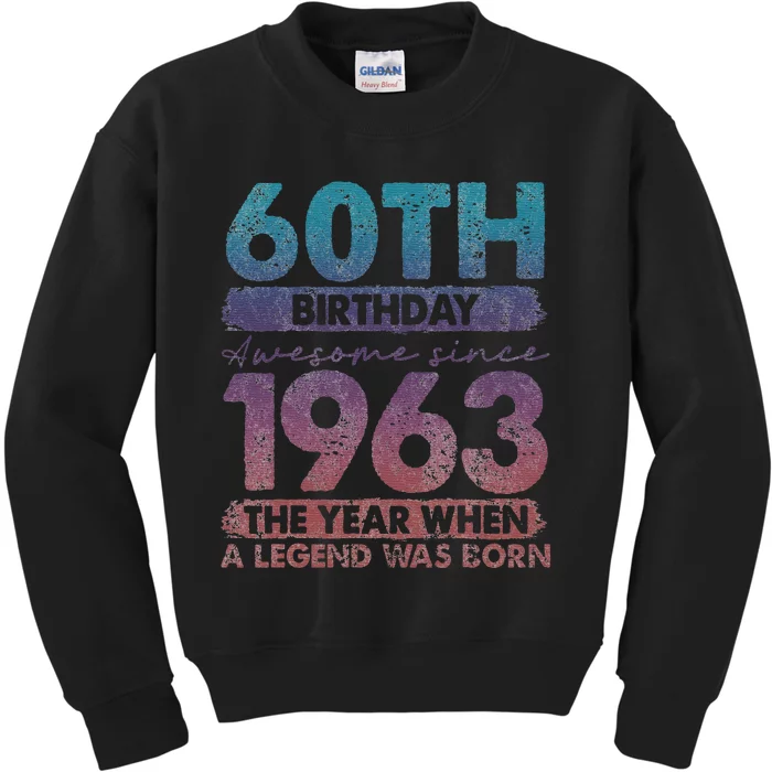 1963 60 Year Old Gifts Limited Edition 60th Vintage Birthday Kids Sweatshirt