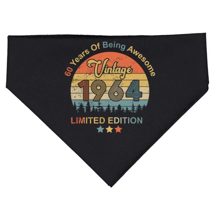 1964 60 Years Of Being Awesome 1964 Birthday USA-Made Doggie Bandana