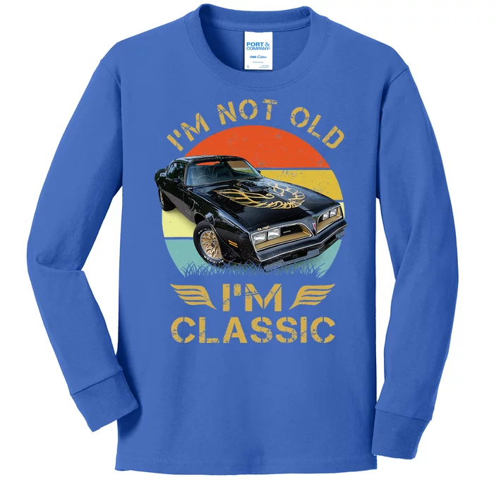 1977 77 Am Vintage Black Car Muscle Cars 70s Classic Kids Long Sleeve Shirt