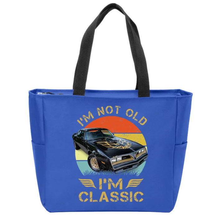 1977 77 Am Vintage Black Car Muscle Cars 70s Classic Zip Tote Bag