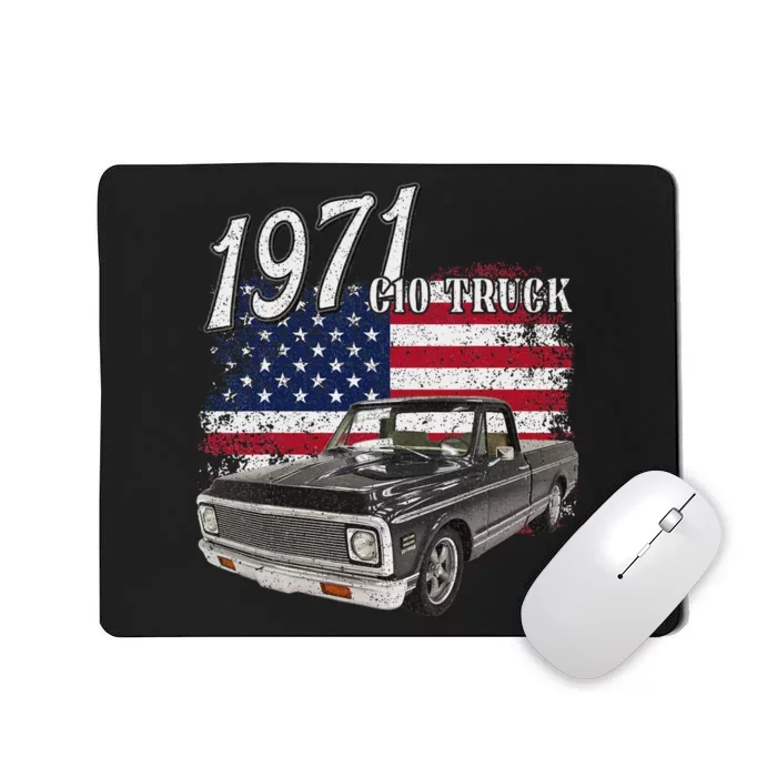 1971 71 C10 Truck Vintage 4th Of July American Flag Mousepad