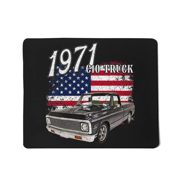 1971 71 C10 Truck Vintage 4th Of July American Flag Mousepad