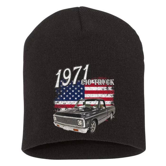 1971 71 C10 Truck Vintage 4th Of July American Flag Short Acrylic Beanie